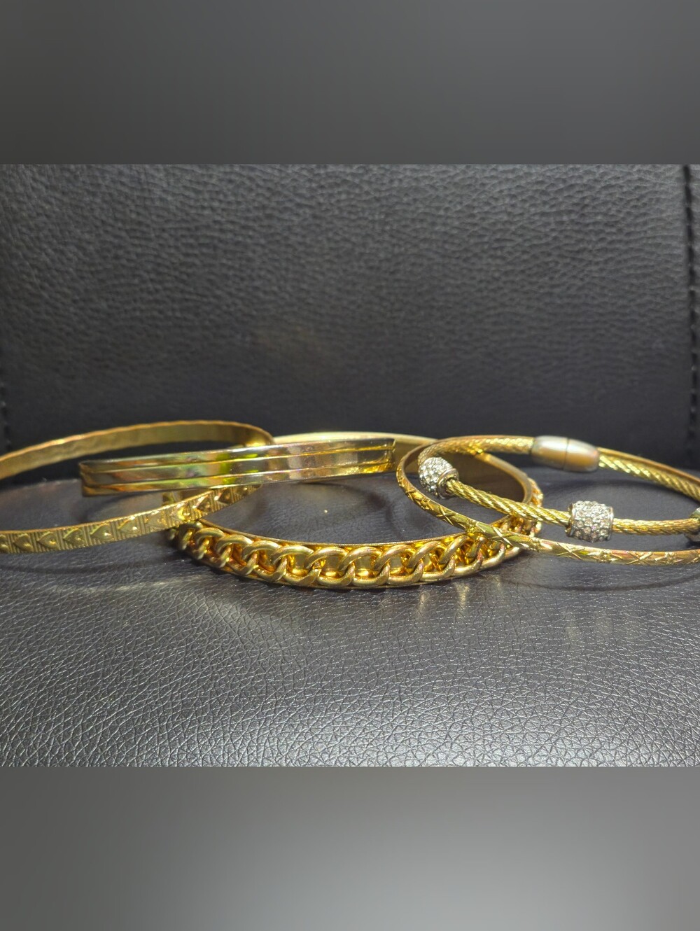 Statement Gold-Tone Mixed Bangle Bracelet Set Of 5
